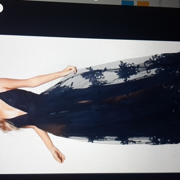 Luxxel Dresses & Skirts - Velvet floral gown dress navy blue